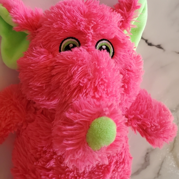 Pink & Green Elephant Plush Stuffed Animal - Picture 7 of 11